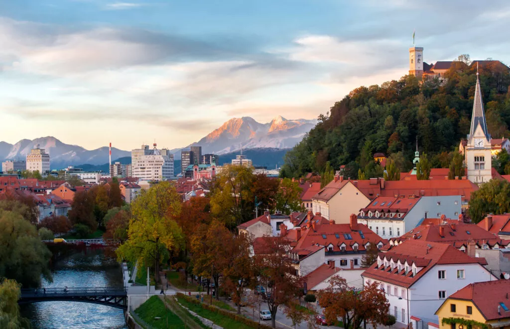 Sunset in Ljubljana, capital of Slovenia.