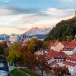 Sunset in Ljubljana, capital of Slovenia.
